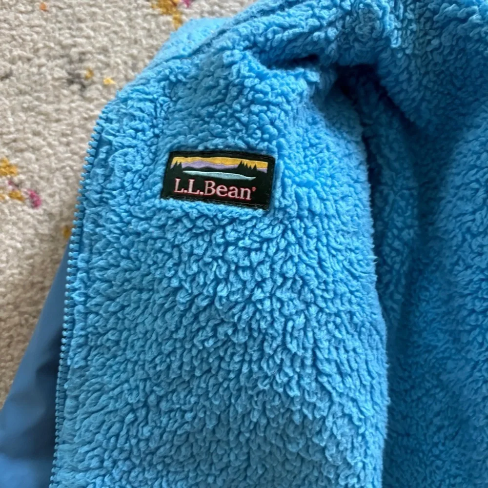 LL Bean Jacket Girls Medium 5/6 Blue Reversible
